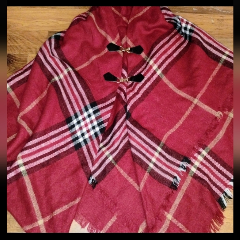Red Plaid FAAS Parka with Toggle Closures And Hood